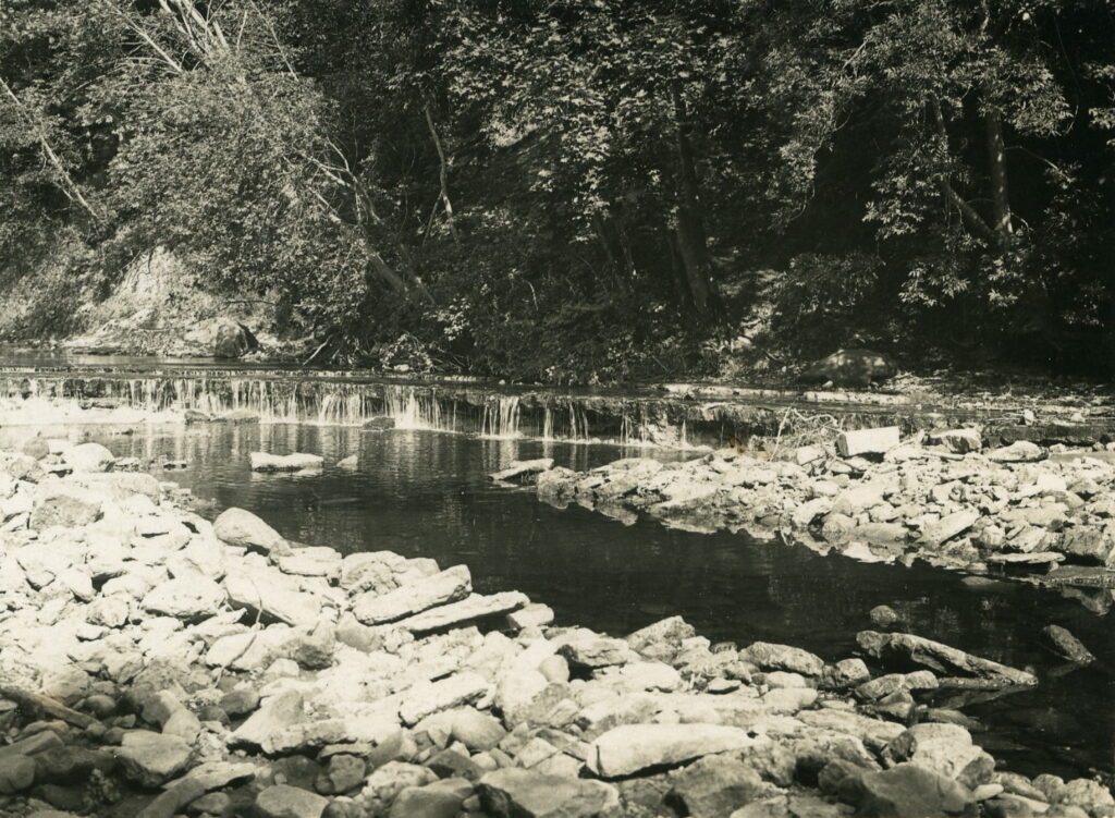 Pērses mazais ūdenskritums. Kārļa Lakšes fotoattēls, 1930-tie gadi. Aizkraukles Vēstures un mākslas muzeja kolekcija.